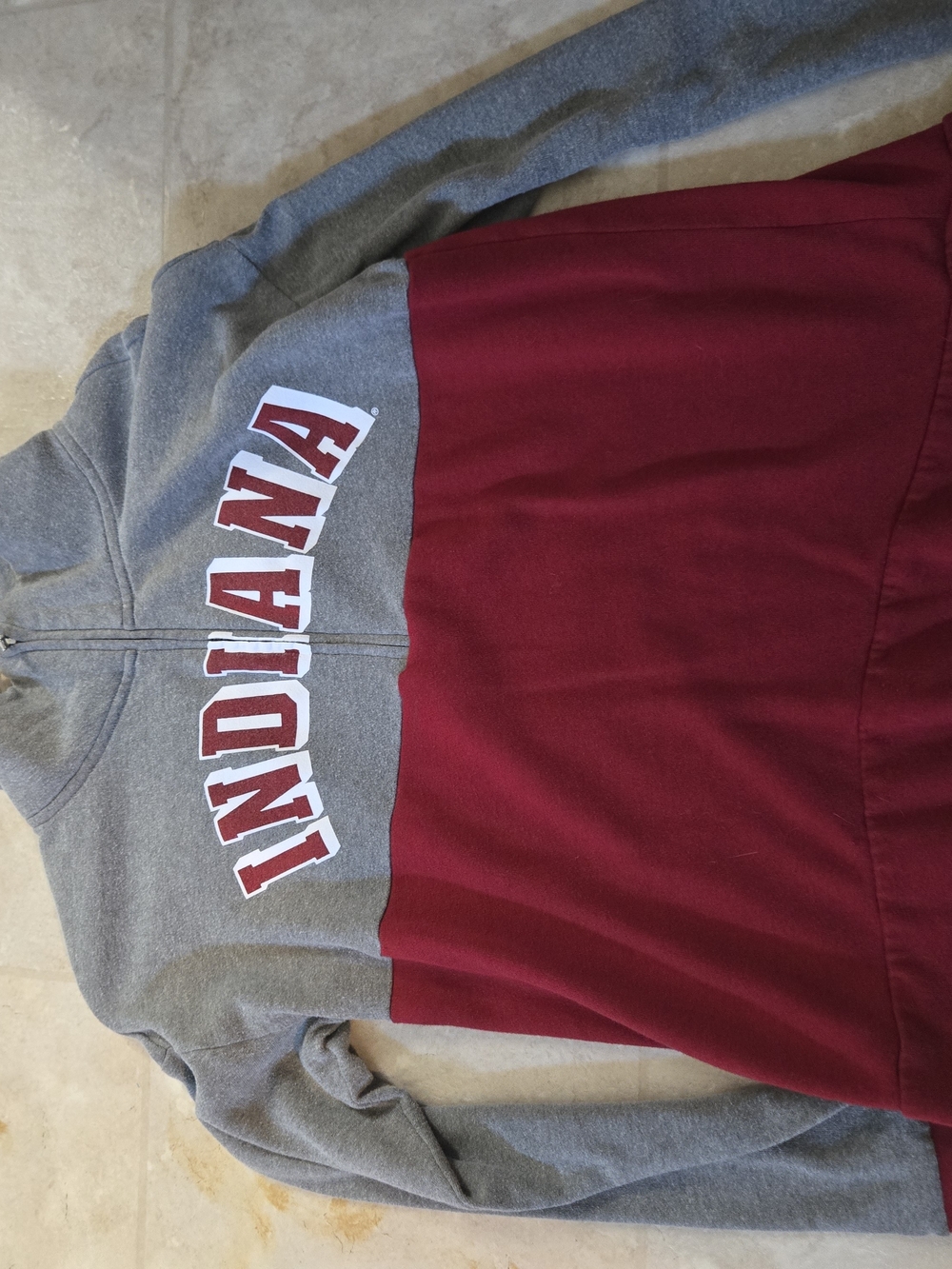 PINK Victoria's Secret Gray & Maroon Indiana Half-Zip Sweatshirt